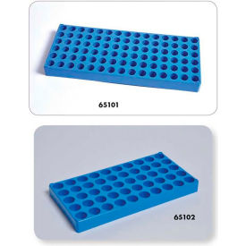 UNITED SCIENTIFIC SUPPLIES INC 65101 United Scientific™ Vial Racks, PP, 90 Places, 11/16" Well Dia., Blue, Pack of 5 image.