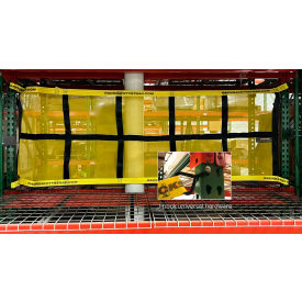 Adrians Safety Solutions Fixed Pallet Rack Safety Netting For 120" Bay J Hook Attachment Yellow 