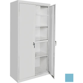 STEEL CABINETS USA, INC AAH-24RB-DB Steel Cabinets USA All-Welded Storage Cabinet, 4 Fixed Shelves, 24"W x 18"D x 72"H, Denim Blue image.