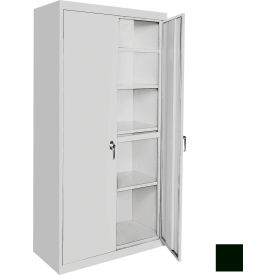 STEEL CABINETS USA, INC AAH-24RB-H-GRN Steel Cabinets USA All-Welded Storage Cabinet, 4 Fixed Shelves, 24"W x 18"D x 72"H, Hunter Green image.