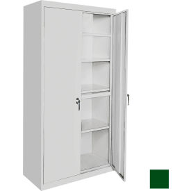STEEL CABINETS USA, INC AAH-24RB-L-GRN Steel Cabinets USA All-Welded Storage Cabinet, 4 Fixed Shelves, 24"W x 18"D x 72"H, Leaf Green image.