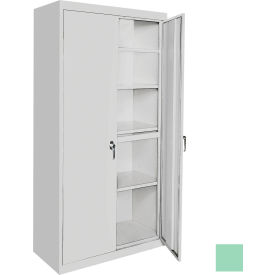 STEEL CABINETS USA, INC AAH-24RB-PT-GRN Steel Cabinets USA All-Welded Storage Cabinet, 4 Fixed Shelves, 24"W x 18"D x 72"H, Pastel Green image.