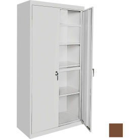 STEEL CABINETS USA, INC AAH-24RB-WAL Steel Cabinets USA All-Welded Storage Cabinet, 4 Fixed Shelves, 24"W x 18"D x 72"H, Walnut image.