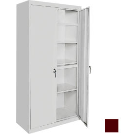 STEEL CABINETS USA, INC AAH-24RB-WR Steel Cabinets USA All-Welded Storage Cabinet, 4 Fixed Shelves, 24"W x 18"D x 72"H, Wine Red image.
