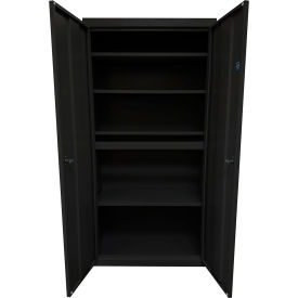 STEEL CABINETS USA, INC AARB-42-B Steel Cabinets USA Standard Storage Cabinet, Turn Handle, 4 Adj. Shelves, 42"W x 18"D x 72"H, Black image.