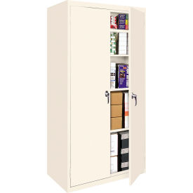 STEEL CABINETS USA, INC AF-36-P Steel Cabinets USA Standard Storage Cabinet, Turn Handle, 3 Adj. Shelves, 36"W x 18"D x 72"H, Putty image.