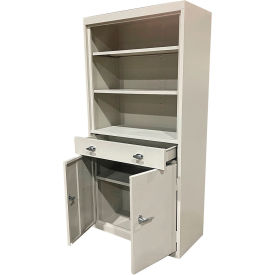 STEEL CABINETS USA, INC AFD-301-G Steel Cabinets USA All-Welded Bookcase Cabinet w/Drawer & Shelves, 30"W x 18"D x 72"H, Dove Gray image.