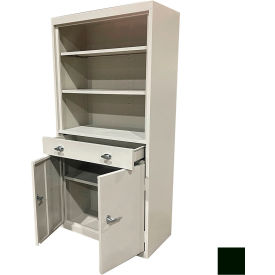STEEL CABINETS USA, INC AFD-301-H-GRN Steel Cabinets USA All-Welded Bookcase Cabinet w/Drawer & Shelves, 30"W x 18"D x 72"H, Hunter Green image.