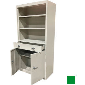 STEEL CABINETS USA, INC AFD-301-P-GRN Steel Cabinets USA All-Welded Bookcase Cabinet w/Drawer & Shelves, 30"W x 18"D x 72"H, Pure Green image.
