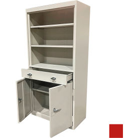 STEEL CABINETS USA, INC AFD-301-R Steel Cabinets USA All-Welded Bookcase Cabinet w/Drawer & Shelves, 30"W x 18"D x 72"H, Signal Red image.