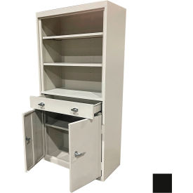 STEEL CABINETS USA, INC AFD-370-B Steel Cabinets USA All-Welded Bookcase Cabinet w/Drawer & Shelves, 36"W x 18"D x 72"H, Black image.