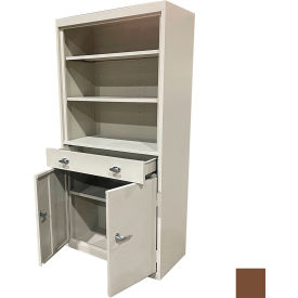 STEEL CABINETS USA, INC AFD-370-WAL Steel Cabinets USA All-Welded Bookcase Cabinet w/Drawer & Shelves, 36"W x 18"D x 72"H, Walnut image.