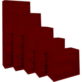 STEEL CABINETS USA, INC BCA-363013-WR Steel Cabinets USA All-Welded Bookcase, 36"Wx13"Dx30"H, Wine Red image.