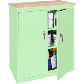 STEEL CABINETS USA, INC ABL-364PT-PT-GRN Steel Cabinets USA Counter High All-Welded Storage Cabinet W/Plastic Top,36"Wx18"Dx42"H,Pastel Green image.