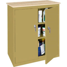 STEEL CABINETS USA, INC ABL-364PT-TS Steel Cabinets USA Counter High All-Welded Storage Cabinet W/Plastic Top, 36"Wx18"Dx42"H, Sand image.