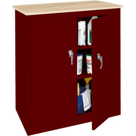 STEEL CABINETS USA, INC ABL-364PT-WR Steel Cabinets USA Counter High All-Welded Storage Cabinet W/Plastic Top, 36"Wx18"Dx42"H, Wine Red image.