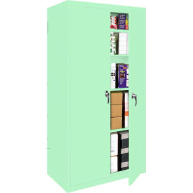 STEEL CABINETS USA, INC FS-227-PT-GRN Steel Cabinets USA Fixed Shelf All-Welded Storage Cabinet, 27"Wx15"Dx72"H, Pastel Green image.