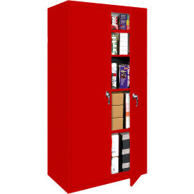 STEEL CABINETS USA, INC FS-30-R Steel Cabinets USA Fixed Shelf All-Welded Storage Cabinet, 30"Wx18"Dx72"H, Red image.