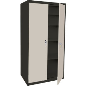 STEEL CABINETS USA, INC FS-36-BG Steel Cabinets USA High Style Fixed Shelf All-Welded Cabinet, 36"Wx18"Dx72"H, Black/Gray image.