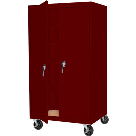 STEEL CABINETS USA, INC MAAH-3624RB-WR Steel Cabinets USA Mobile All-Welded Cabinet, 36"Wx24"Dx66"H, Wine Red image.