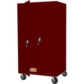 STEEL CABINETS USA, INC MAAH-36722RB-WR Steel Cabinets USA Mobile All-Welded Cabinet, 36"Wx24"Dx72"H, Wine Red image.