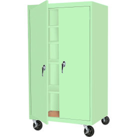 STEEL CABINETS USA, INC MAAH-48662RB-PT-GRN Steel Cabinets USA Mobile All-Welded Cabinet, 48"Wx24"Dx66"H, Pastel Green image.