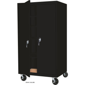STEEL CABINETS USA, INC MAAH-48782RB-B Steel Cabinets USA All-Welded Mobile Storage Cabinet, 48"W x 24"D x 78"H, Black image.