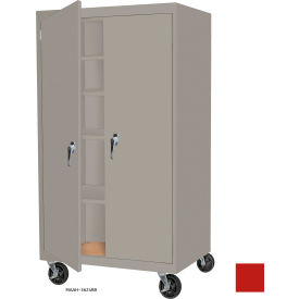 STEEL CABINETS USA, INC MAAH-48782RB-R Steel Cabinets USA All-Welded Mobile Storage Cabinet, 48"W x 24"D x 78"H, Red image.