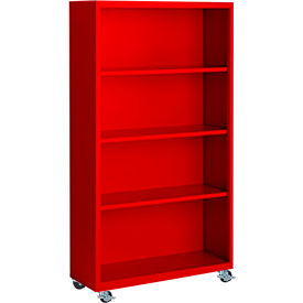 STEEL CABINETS USA, INC MBCA-365518-R Steel Cabinets USA Bookcase, Assembled, 36W x 18D x 55H, Red image.