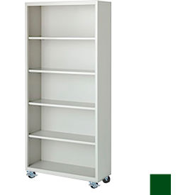 STEEL CABINETS USA, INC MBCA-367518-L-GRN Steel Cabinets USA Bookcase, Assembled, 36W x 18D x 75H, Leaf Green image.