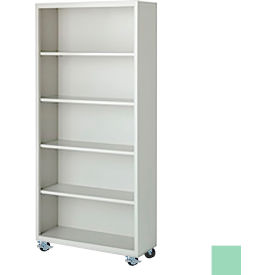 STEEL CABINETS USA, INC MBCA-367518-PT-GRN Steel Cabinets USA Bookcase, Assembled, 36W x 18D x 75H, Pastel Green image.
