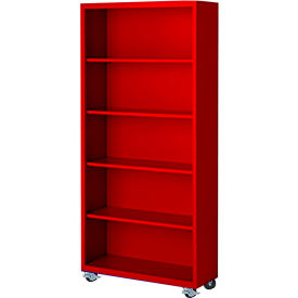 STEEL CABINETS USA, INC MBCA-367518-R Steel Cabinets USA Bookcase, Assembled, 36W x 18D x 75H, Red image.