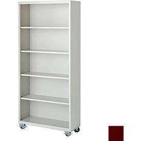 STEEL CABINETS USA, INC MBCA-367518-WR Steel Cabinets USA Bookcase, Assembled, 36W x 18D x 75H, Wine Red image.