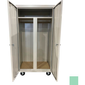 STEEL CABINETS USA, INC MW-367224-PT-GRN Steel Cabinets USA All-Welded Mobile Wardrobe Cabinet, 36"W x 24"D x 72"H, Pastel Green image.