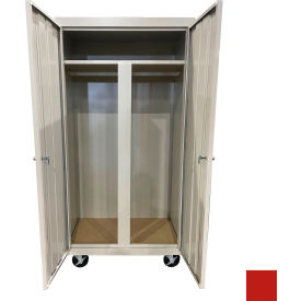 STEEL CABINETS USA, INC MW-367224-R Steel Cabinets USA All-Welded Mobile Wardrobe Cabinet, 36"W x 24"D x 72"H, Red image.