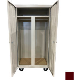 STEEL CABINETS USA, INC MW-367224-WR Steel Cabinets USA All-Welded Mobile Wardrobe Cabinet, 36"W x 24"D x 72"H, Wine Red image.