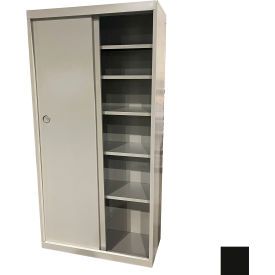 STEEL CABINETS USA, INC SDF-3621-B Steel Cabinets USA All-Welded Sliding Door Storage Cabinet, 36"W x 21"D x 72"H, Black image.