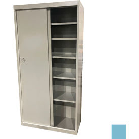 STEEL CABINETS USA, INC SDF-3621-DB Steel Cabinets USA All-Welded Sliding Door Storage Cabinet, 36"W x 21"D x 72"H, Denim Blue image.