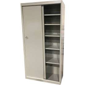 STEEL CABINETS USA, INC SDF-3621-G Steel Cabinets USA All-Welded Sliding Door Storage Cabinet, 36"W x 21"D x 72"H, Dove Gray image.