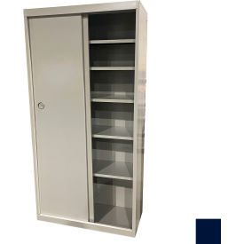 STEEL CABINETS USA, INC SDF-3621-N Steel Cabinets USA All-Welded Sliding Door Storage Cabinet, 36"W x 21"D x 72"H, Navy Blue image.
