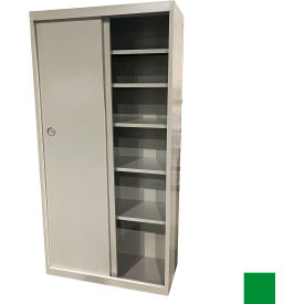 STEEL CABINETS USA, INC SDF-3621-P-GRN Steel Cabinets USA All-Welded Sliding Door Storage Cabinet, 36"W x 21"D x 72"H, Pure Green image.