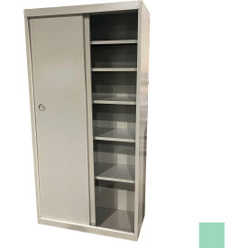 STEEL CABINETS USA, INC SDF-3621-PA-GRN Steel Cabinets USA All-Welded Sliding Door Storage Cabinet, 36"W x 21"D x 72"H, Pastel Green image.