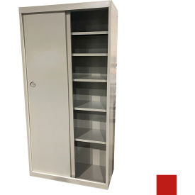 STEEL CABINETS USA, INC SDF-3621-R Steel Cabinets USA All-Welded Sliding Door Storage Cabinet, 36"W x 21"D x 72"H, Signal Red image.
