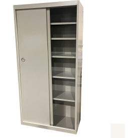 STEEL CABINETS USA, INC SDF-3621-W Steel Cabinets USA All-Welded Sliding Door Storage Cabinet, 36"W x 21"D x 72"H, White image.