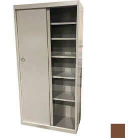 STEEL CABINETS USA, INC SDF-3621-WAL Steel Cabinets USA All-Welded Sliding Door Storage Cabinet, 36"W x 21"D x 72"H, Walnut image.