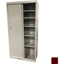 STEEL CABINETS USA, INC SDF-3621-WR Steel Cabinets USA All-Welded Sliding Door Storage Cabinet, 36"W x 21"D x 72"H, Wine Red image.