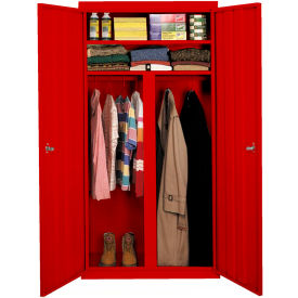 STEEL CABINETS USA, INC W-367224DS-R Steel Cabinets USA All-Welded Wardrobe Cabinet, 36"Wx24"Dx72"H, Red image.