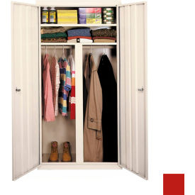 STEEL CABINETS USA, INC W-427224DS-R Steel Cabinets USA All-Welded Wardrobe Cabinet, 42"W x 24"D x 72"H, Red image.