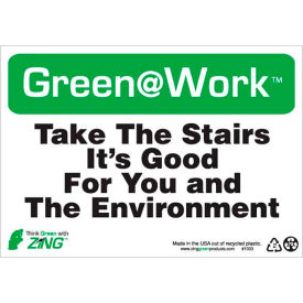 Zing Green at Work Sign, Take The Stairs, It's Good For You, 10"W x 7"H, Black/Green/White view 2