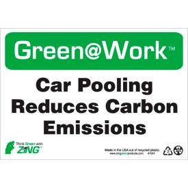 Sign, Car Pooling Reduces Carbon Emissions, 10"W x 7"H, Black/Green/White view 2